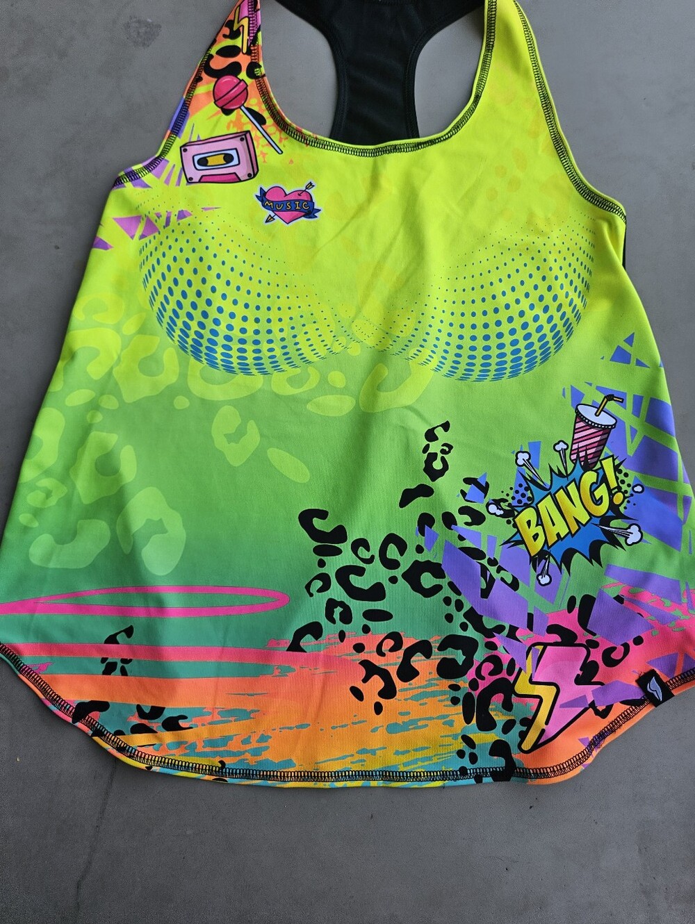 Women's Neon Green Graphic Racerback Tank Top